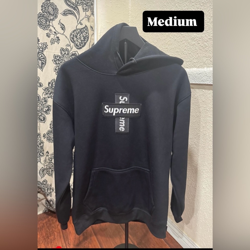 Supreme Black Cross Logo Hoodie